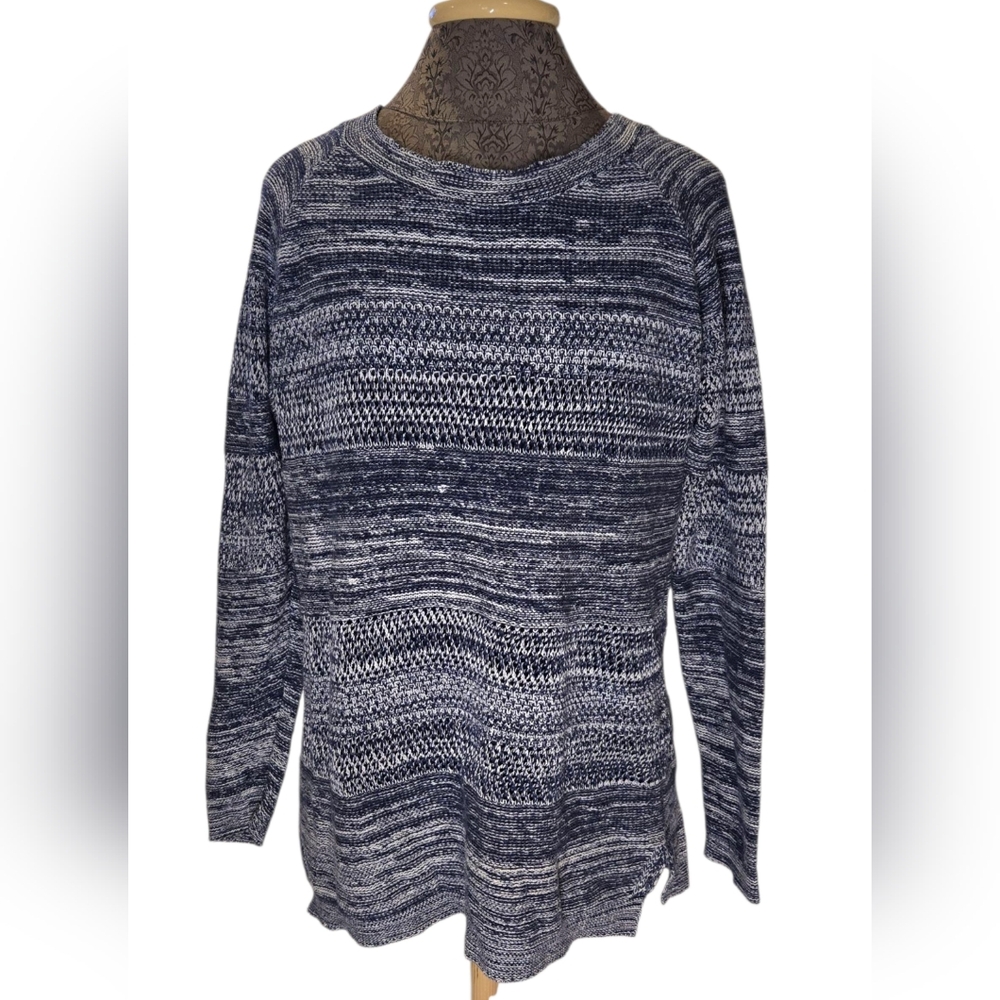 St Johns Bay Sweater Blue White Knit Womens Small